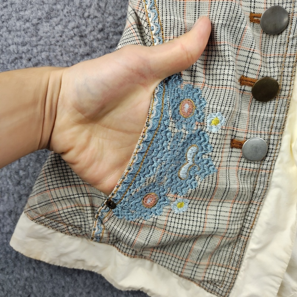 Johnny Was Biya blazer jacket plaid embroidered Floral Size Small Womens - Picture 11 of 12